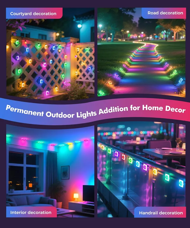 POOFZY Permanent Outdoor Lights for House, 200ft